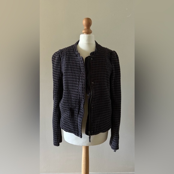 Vanessa Bruno 100% cotton waffle texture “distressed” moto jacket size 38 - Picture 2 of 9